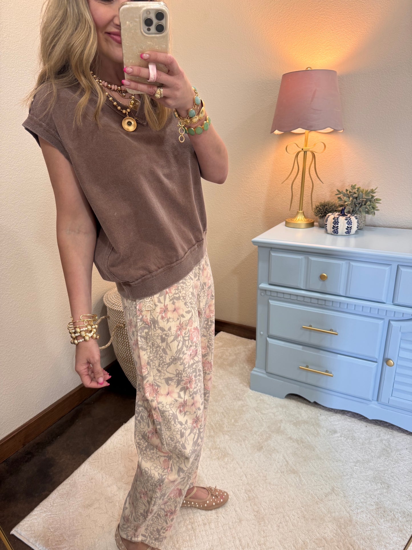 Chestnut V Neck Sleeveless Top