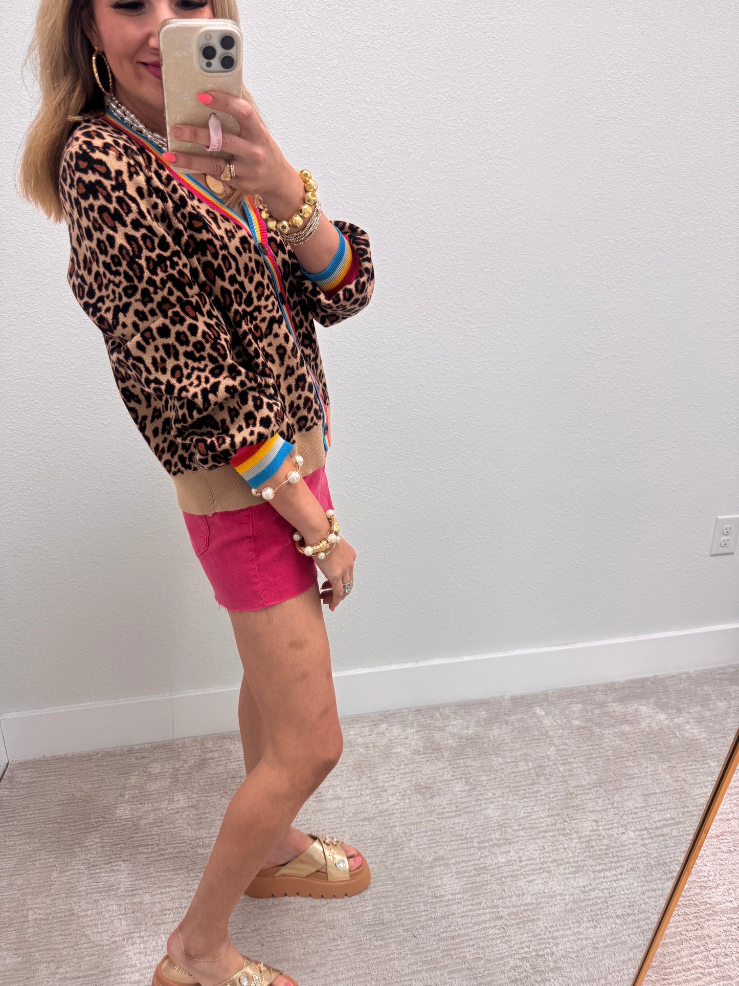 Black Leopard Colorful Trim Cardigan