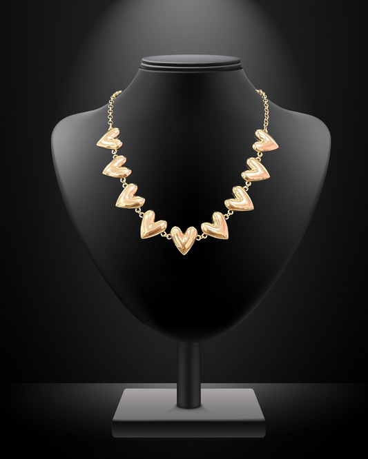 Gold Skinny Heart Collar Necklace