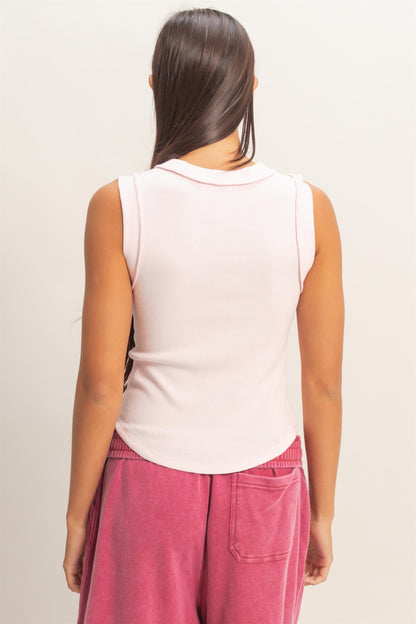 Soft Pink Seam Detail Tank Top