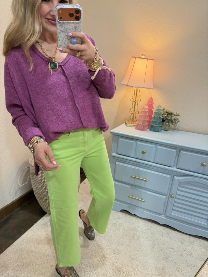 Magenta Floral Contrast Accent Button Down Corduroy Shirt