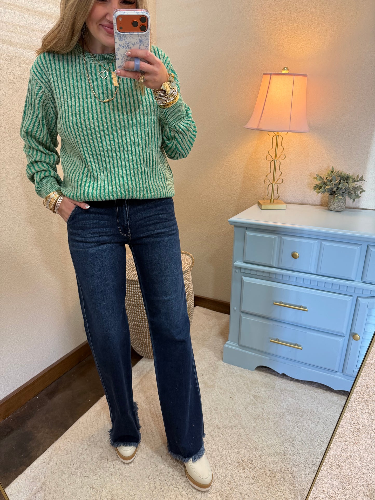 Kancan High Rise Trouser Pocket Flare Jeans