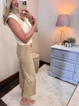 Risen Latte Tummy Control Front Seam Jeans
