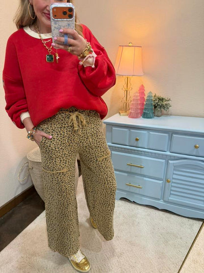 Red Patch Sleeve Sweatshirt Top