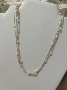 Pearl Necklace 3 Strand (silver and gold!)