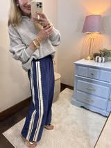 Navy and Cream Side Lace Pant