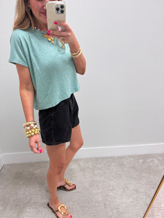 Black JBD Pleated Denim Shorts