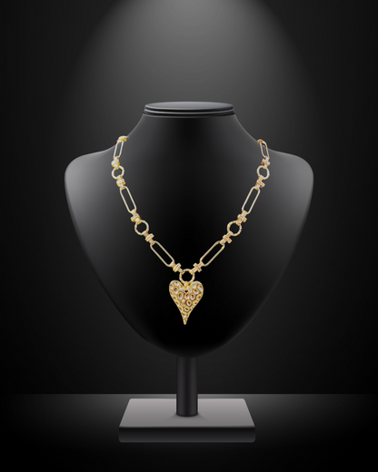 Gold Hammered Heart Necklace