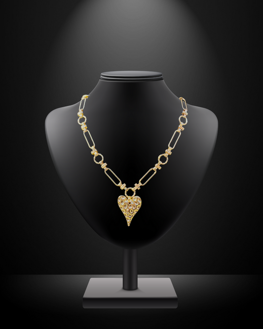 Gold Hammered Heart Necklace