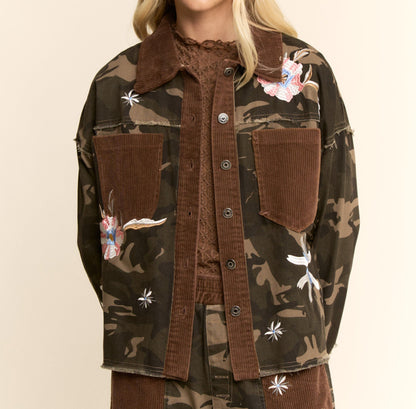Camo Corduroy Patch Embroidered Jacket FS