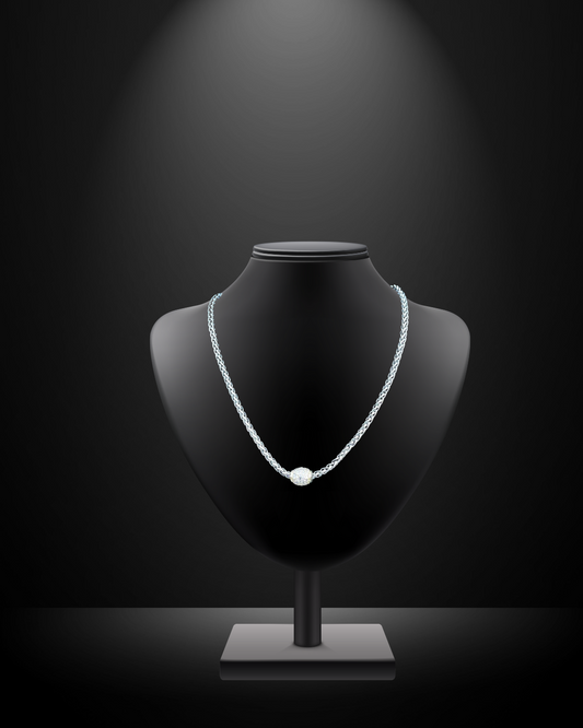 Silver Palm Chain With Pave Bead Magnetic Necklace
