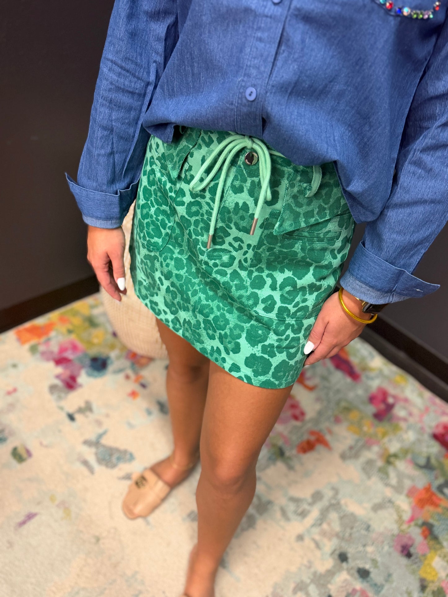 Green Leopard Skort