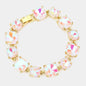 Cushion Square Stone Link Evening Bracelet- Clear White