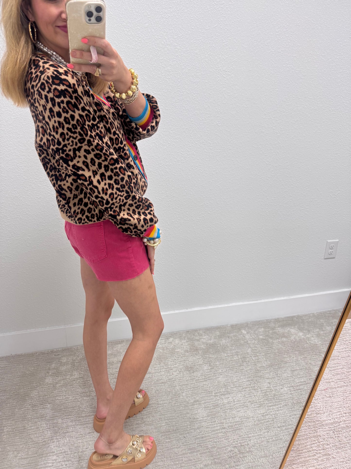 Black Leopard Colorful Trim Cardigan