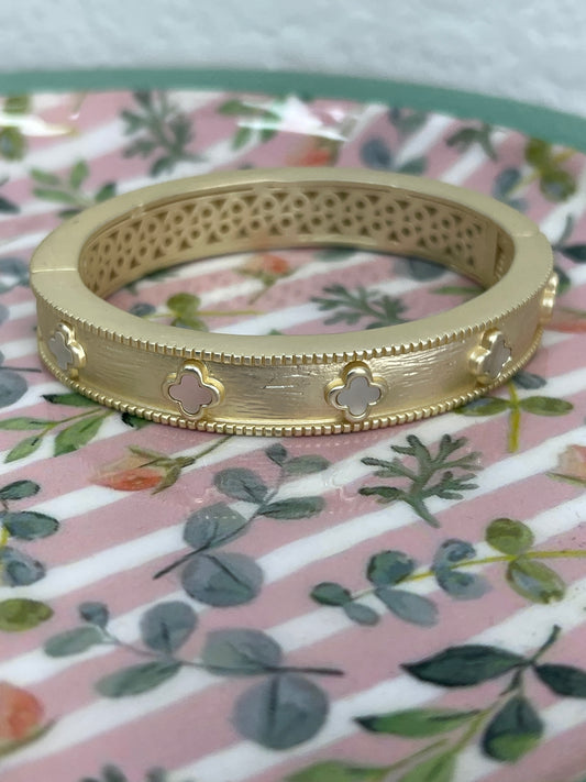 White Clover Style Cuff Bracelet