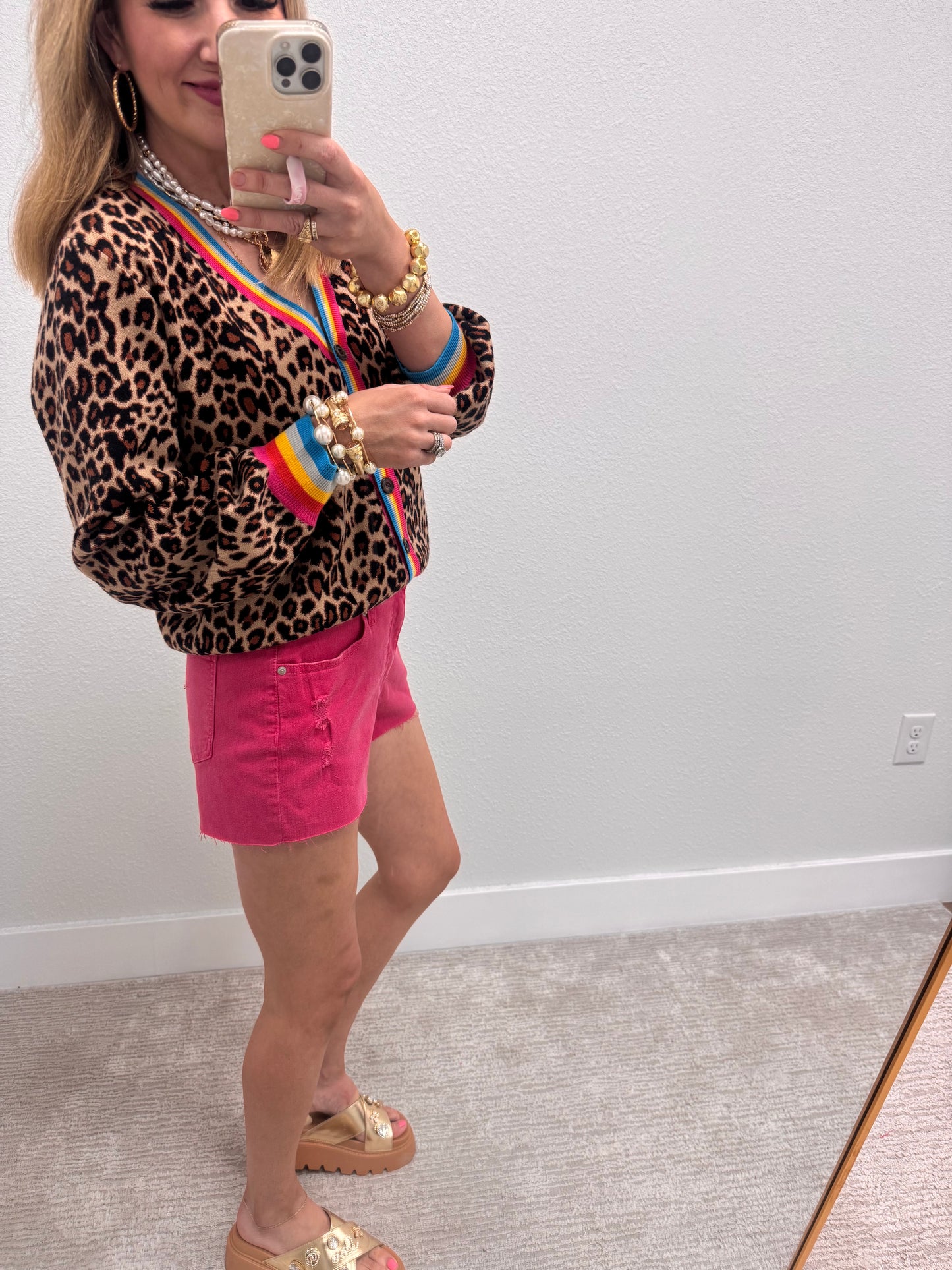 Black Leopard Colorful Trim Cardigan