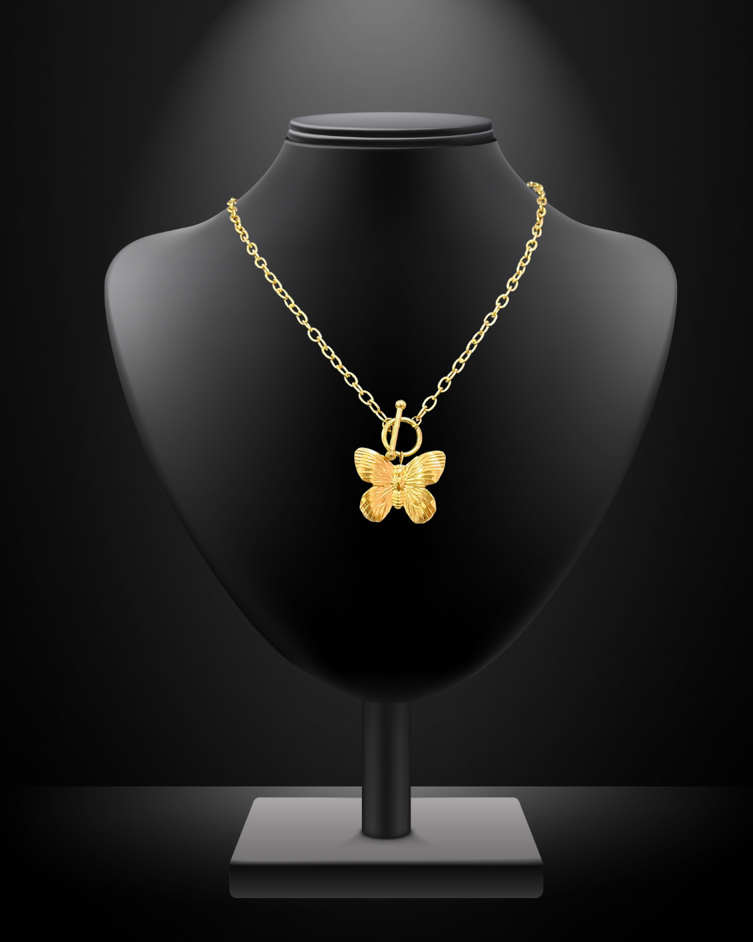 Gold Butterfly Toggle Necklace