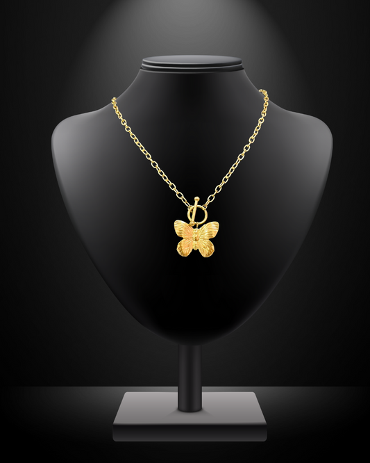 Gold Butterfly Toggle Necklace