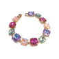 Cushion Cut Glass Crystal Linked Station Bracelet- Dark