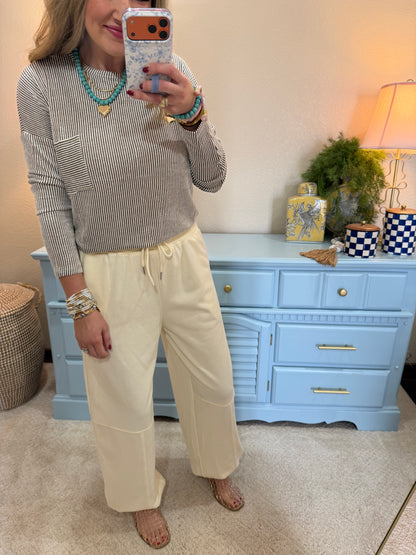 Taupe Ribbed Long Sleeve Top