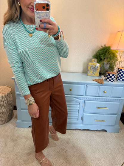 Turquoise Ribbed Long Sleeve Top