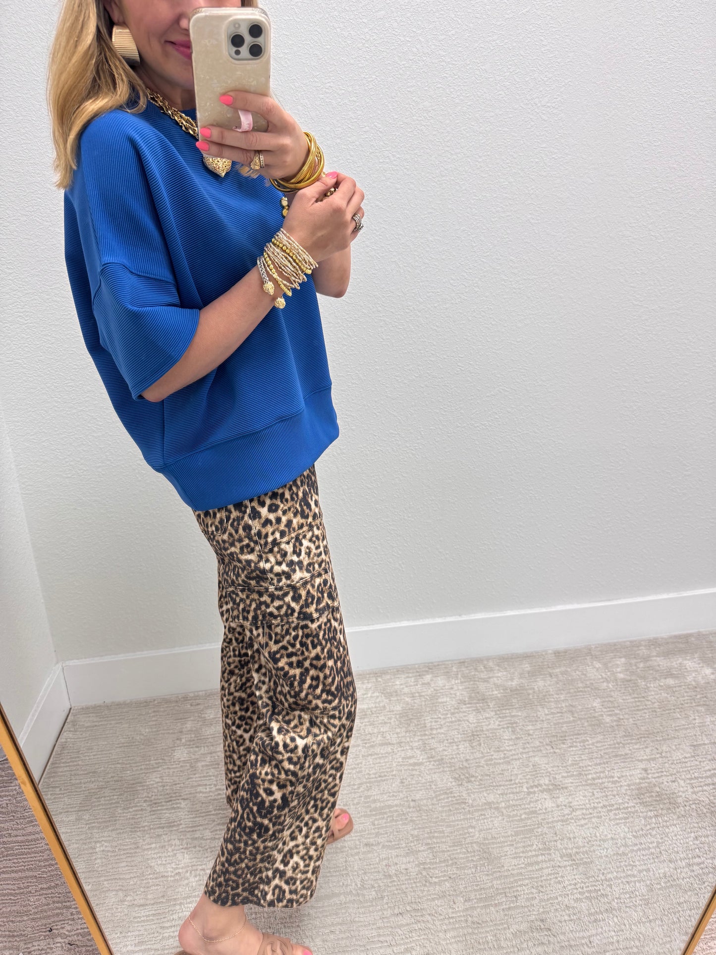 Leopard Cropped Cargo Jeans