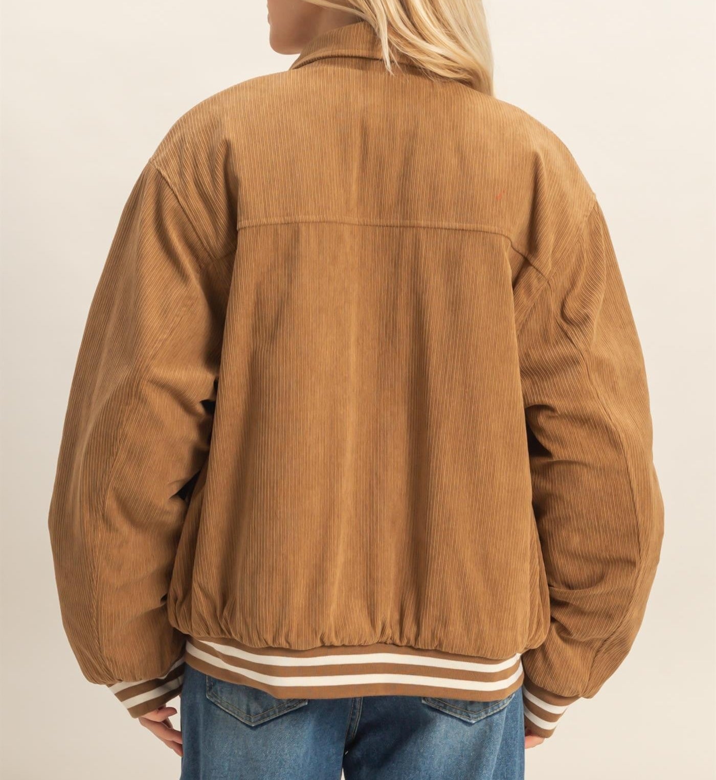 Camel Corduroy Varsity Jacket FS