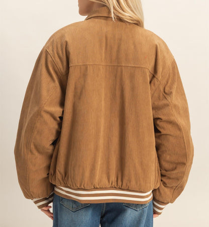 Camel Corduroy Varsity Jacket FS