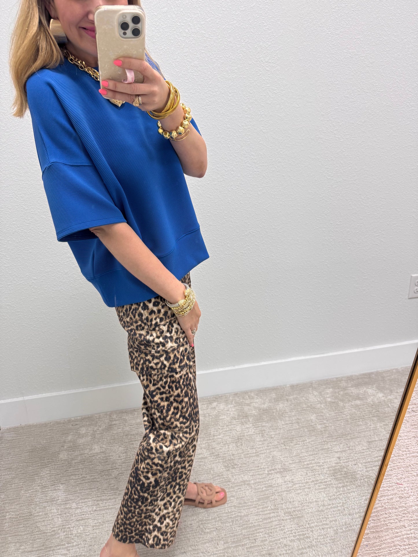 Leopard Cropped Cargo Jeans