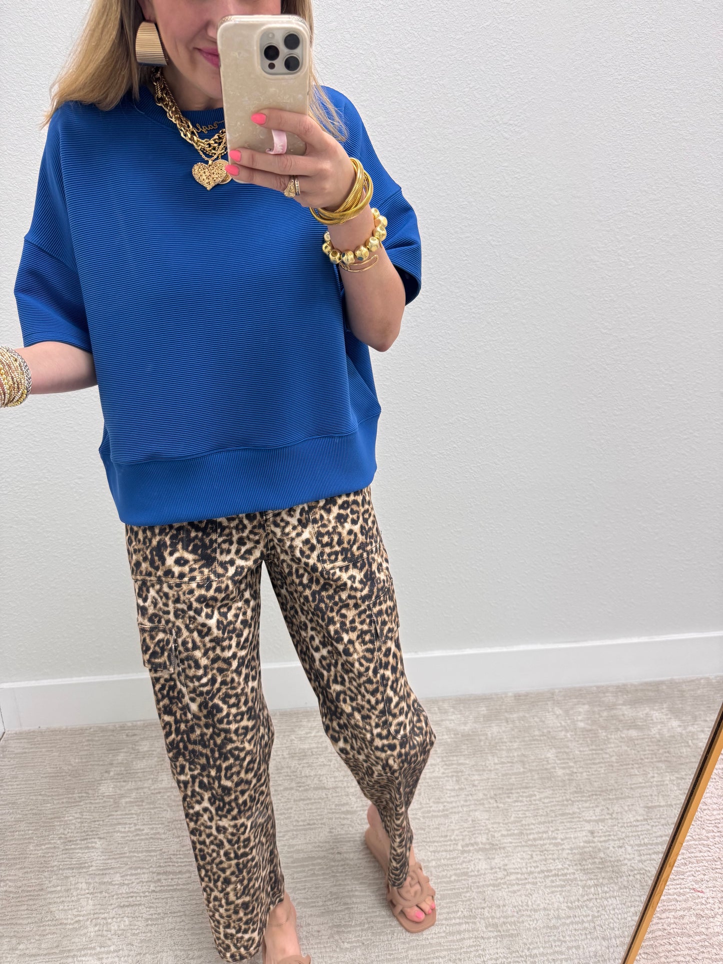 Leopard Cropped Cargo Jeans