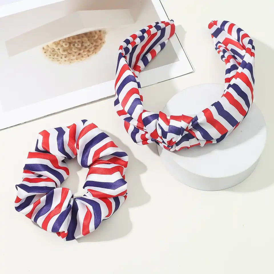 Red White and Blue Striped Headband