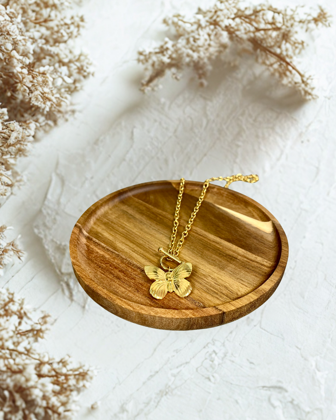 Gold Butterfly Toggle Necklace