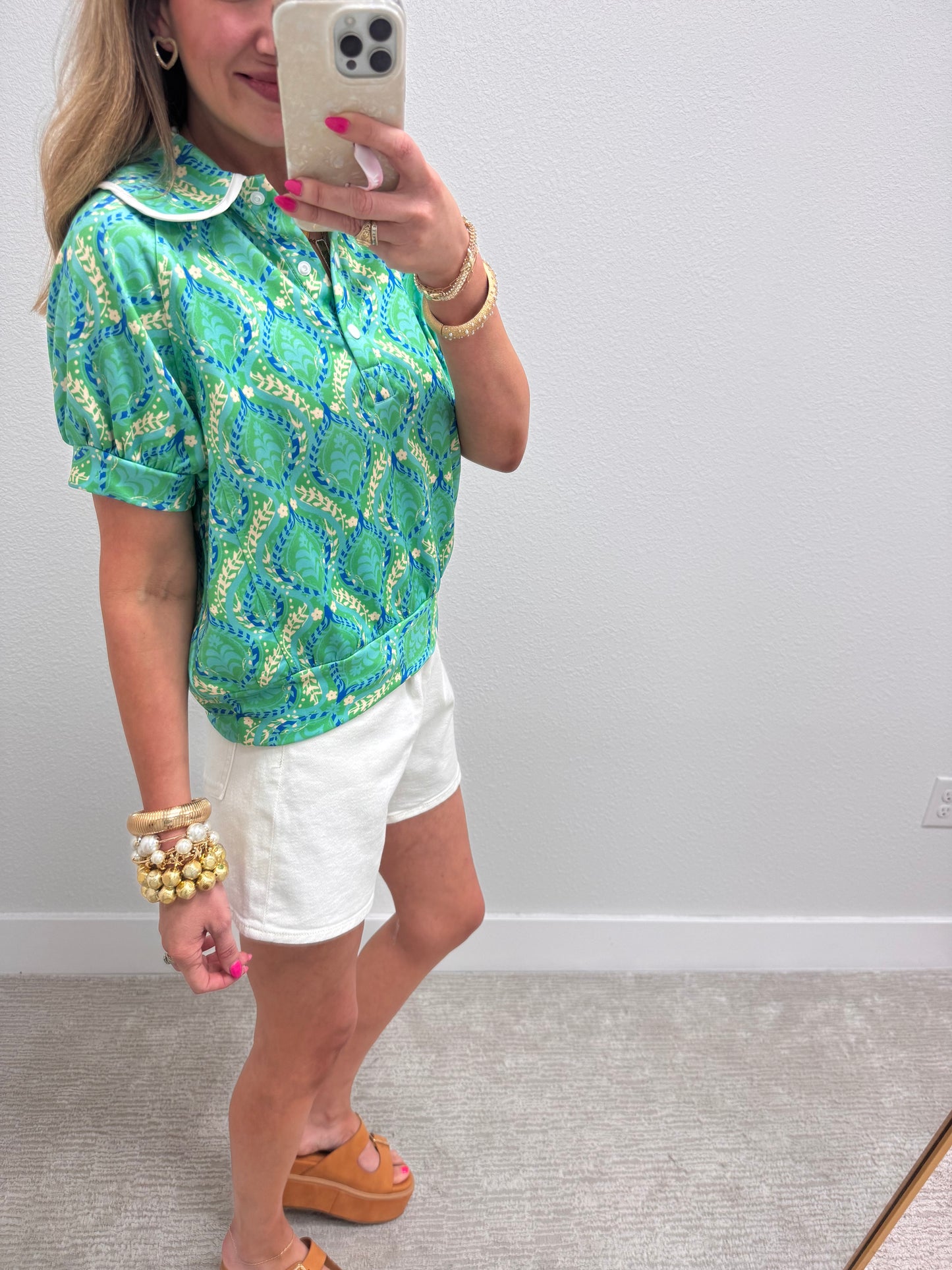 Cream JBD Pleated Denim Shorts