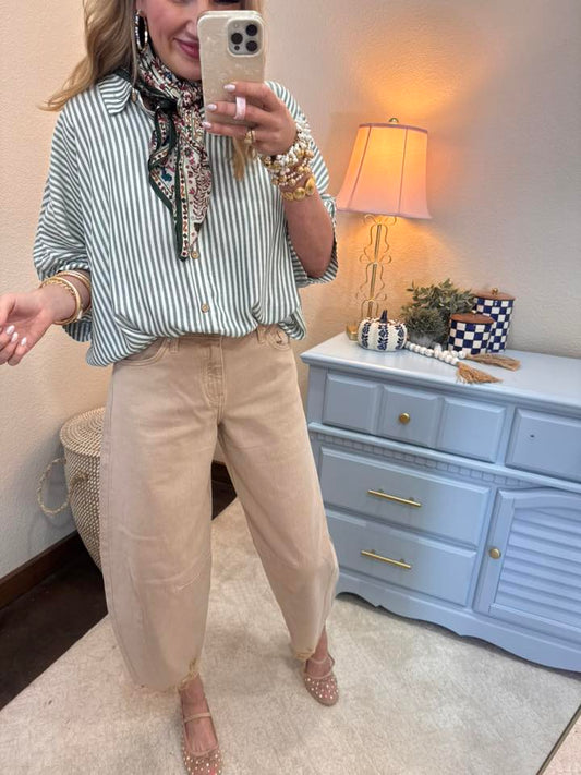 Teal Striped Dolman Sleeve Top
