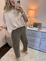 Taupe Striped Dolman Sleeve Top
