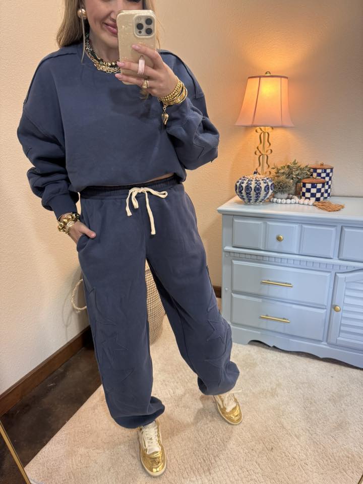 Dusty Navy Star Patch Two Piece Star Set