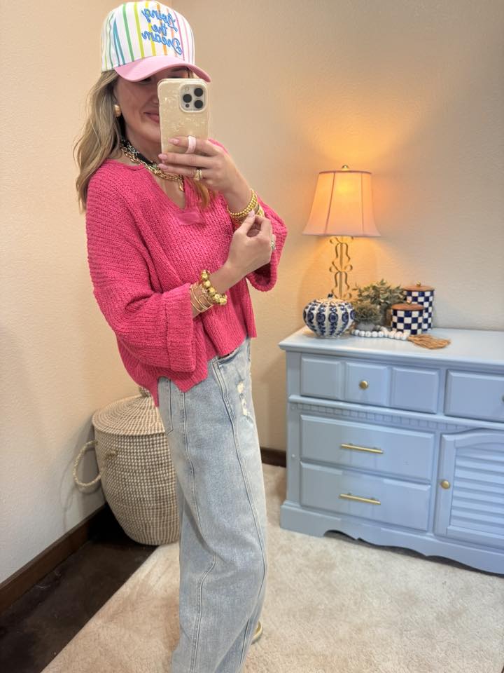 Pink 3/4 Knit Top