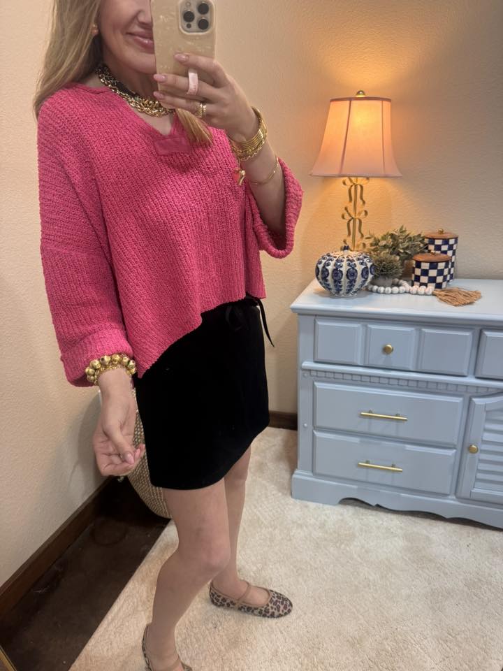 Pink 3/4 Knit Top