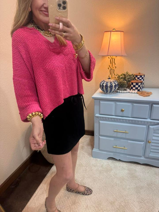 Pink 3/4 Knit Top