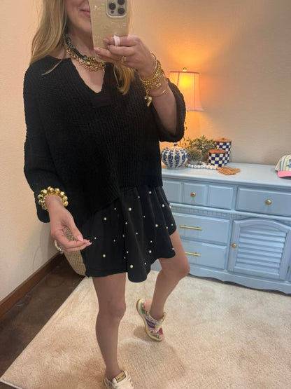 Black 3/4 Knit Top