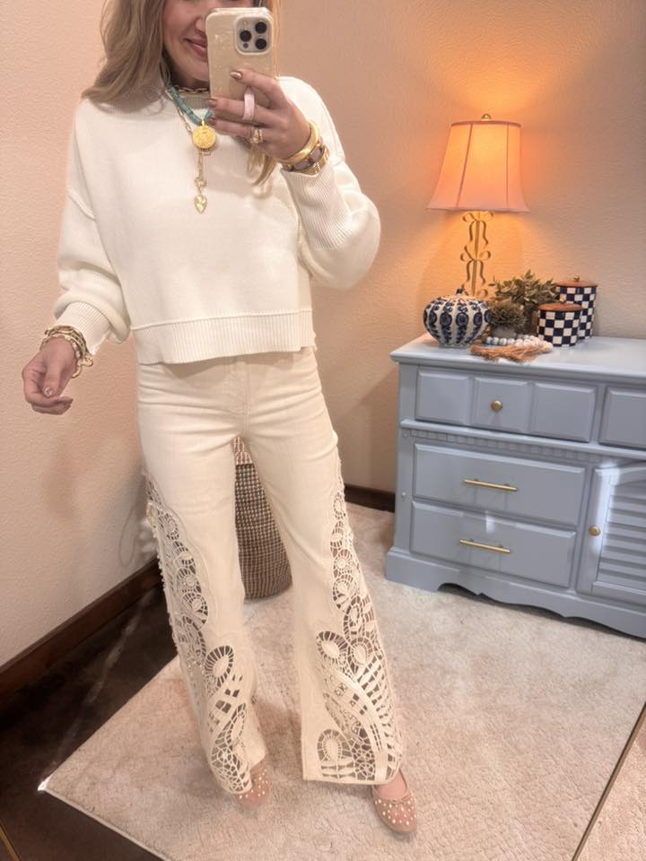  Ivory Crop Mock Neck