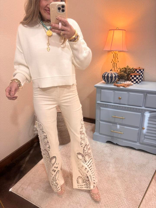  Ivory Crop Mock Neck