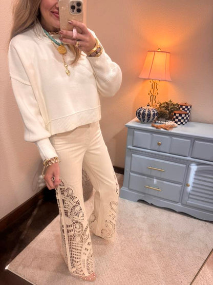  Ivory Crop Mock Neck