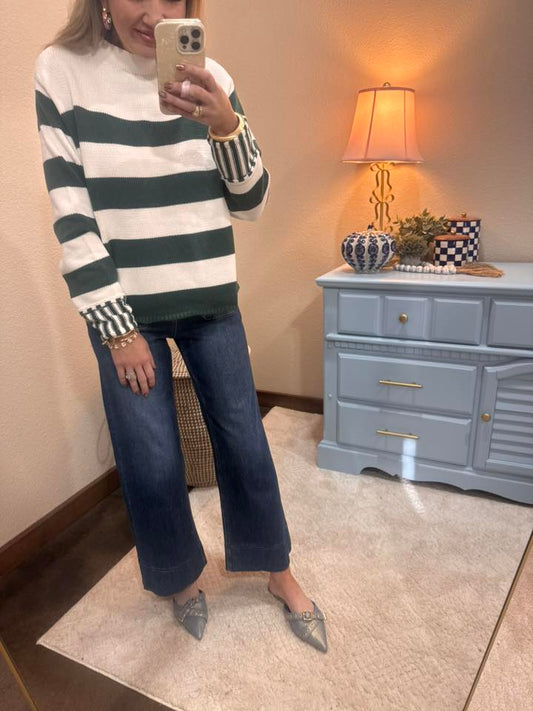 Dk Green Striped Sweater