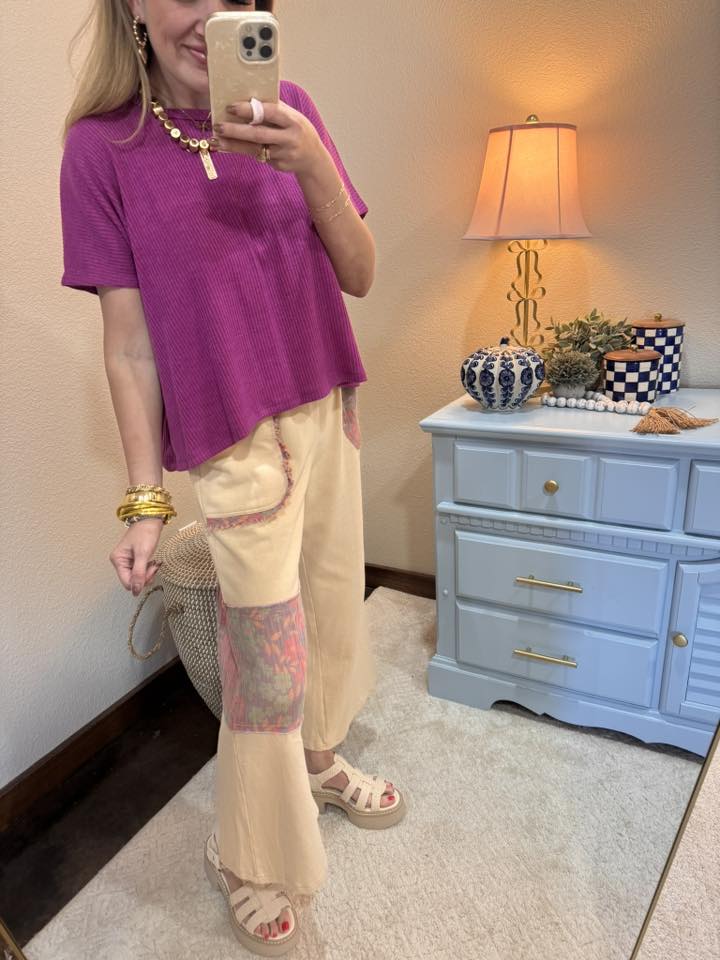 Oatmeal Print Mix Mineral Washed Pants