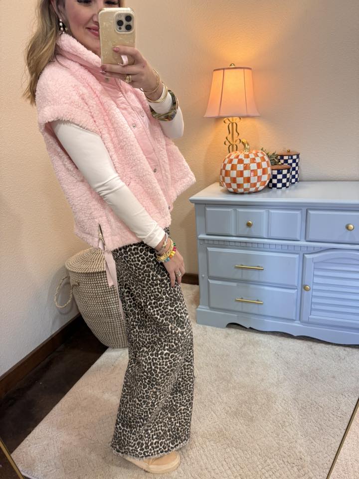 Dusty Rose Sherpa Side Tie Vest