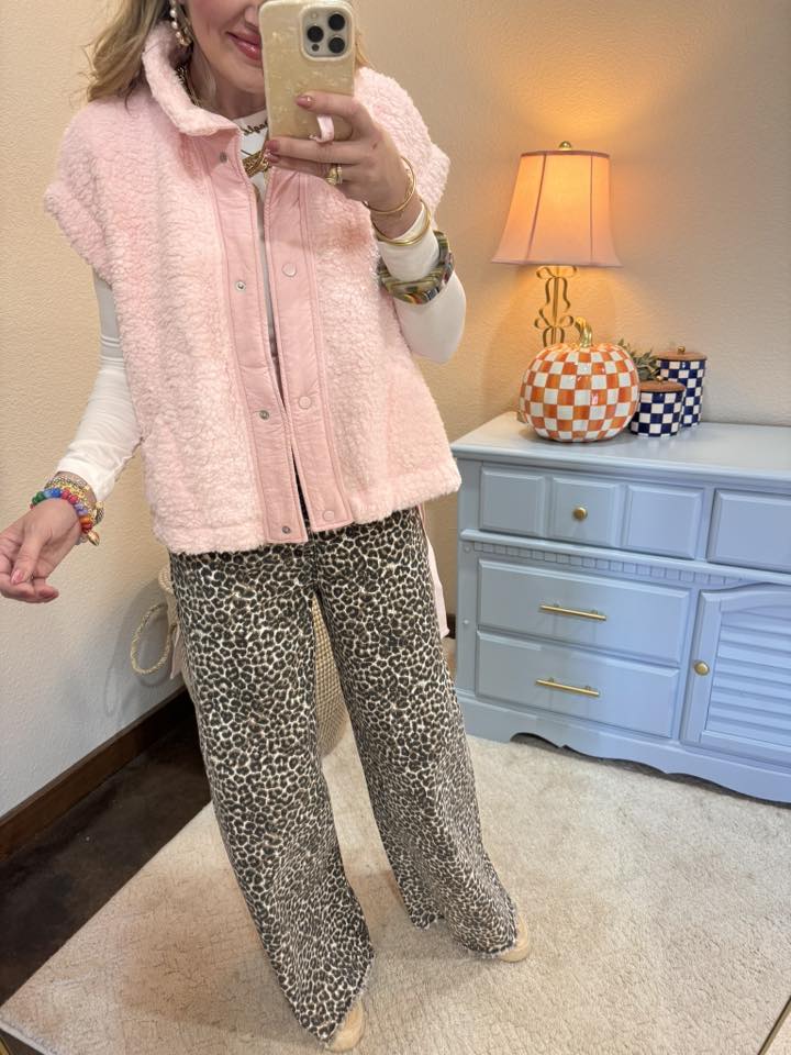 Dusty Rose Sherpa Side Tie Vest