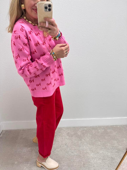 Pink and Red Ho Ho Ho Sweater