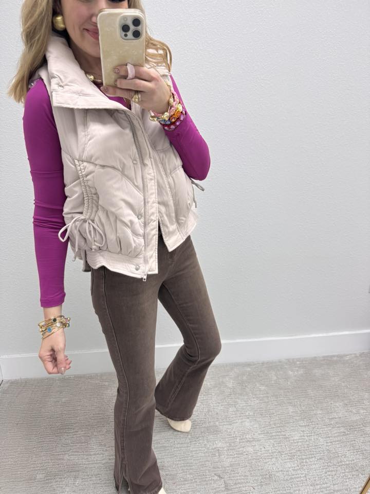 Magenta Brushed Microfiber Long Sleeve Round Neck Tee