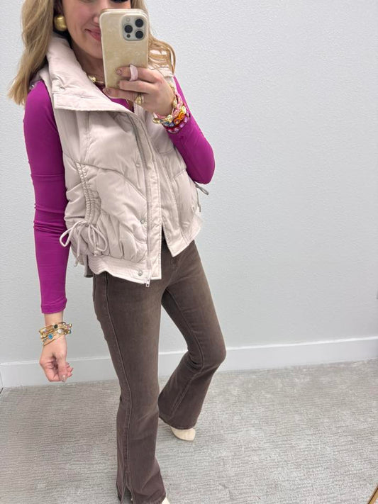 Magenta Brushed Microfiber Long Sleeve Round Neck Tee